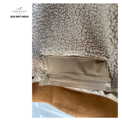 SPIRIT MOTORS Brave Ebony Jacke für Frauen, Größe M, beige mit Fellkragen, viele Taschen NEU