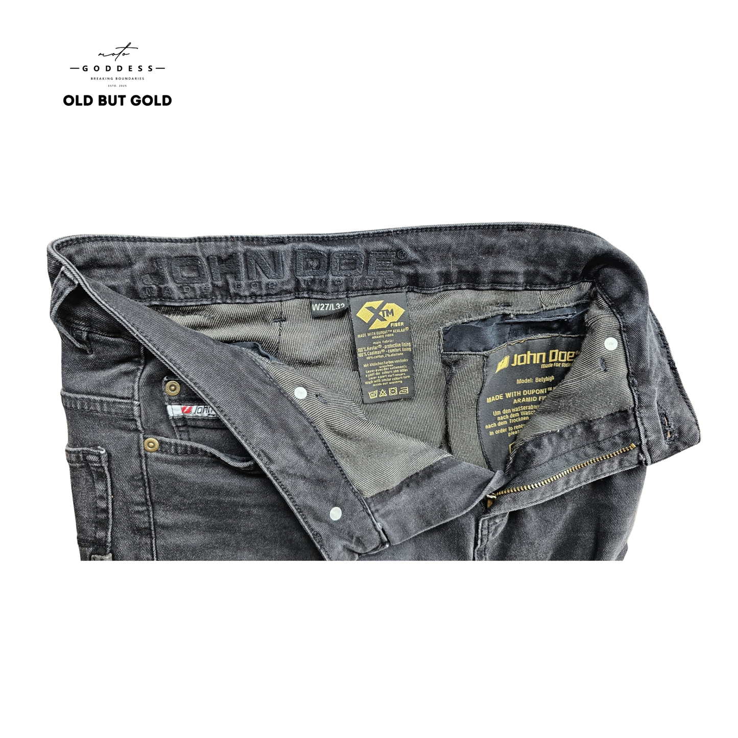 JOHN DOE Motorradjeans W27/L32 (AA), dunkelgrau (used look), slim fit
