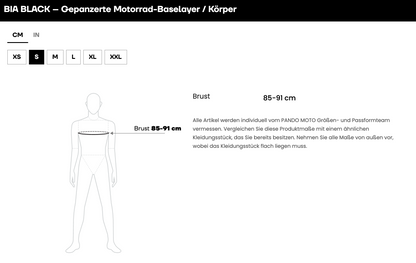 BIA BLACK – Gepanzerte Motorrad-Baselayer / Body AAA