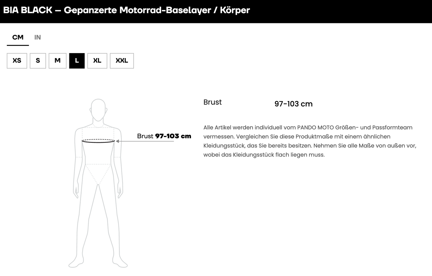 BIA BLACK – Gepanzerte Motorrad-Baselayer / Body AAA