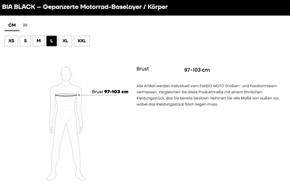 BIA BLACK – Gepanzerte Motorrad-Baselayer / Body AAA