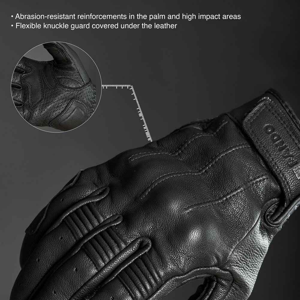 ebony handschuhe IVY BLACK von PANDO MOTO – Motorradhandschuhe aus Leder, schwarz –