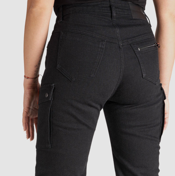 MILA CARGO BLACK – Motorradjeans für Damen im Chino-Stil aus Cordura