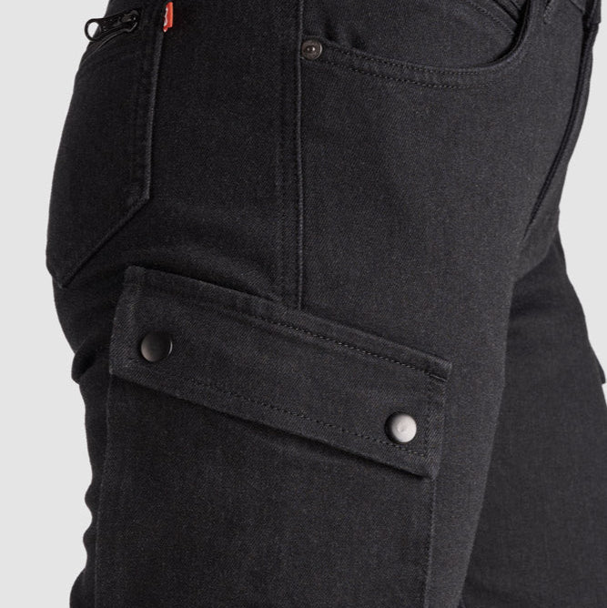 MILA CARGO BLACK – Motorradjeans für Damen im Chino-Stil aus Cordura