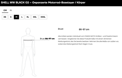 SHELL WW BLACK 02 – Gepanzerte Motorrad-Baselayer / Body, AA