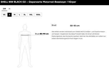 SHELL WW BLACK 02 – Gepanzerte Motorrad-Baselayer / Body, AA
