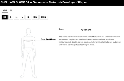 SHELL WW BLACK 02 – Gepanzerte Motorrad-Baselayer / Body, AA