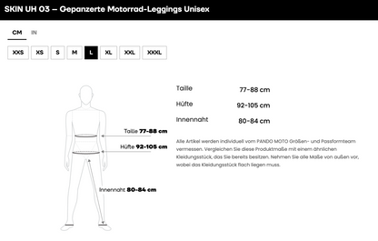 SKIN UH 03 – Gepanzerte Motorrad-Baselayer-Leggings Unisex